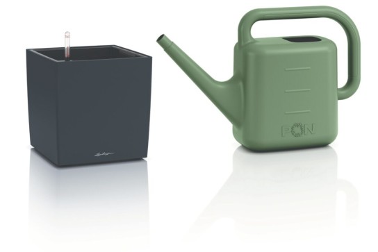 ZuhauseWohnen - 3 x LECHUZA-Pakete: 1x CUBE Color 30, schiefergrau,1x CUBE Color 40, schiefergrau.1x MOJA 10 L schilfgrün