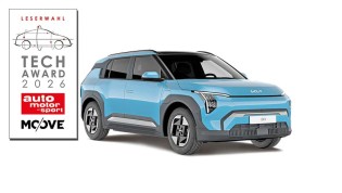 Auto Motor und Sport - Kia EV3 Air in Frostblau im Wert von 36.280 EUR.