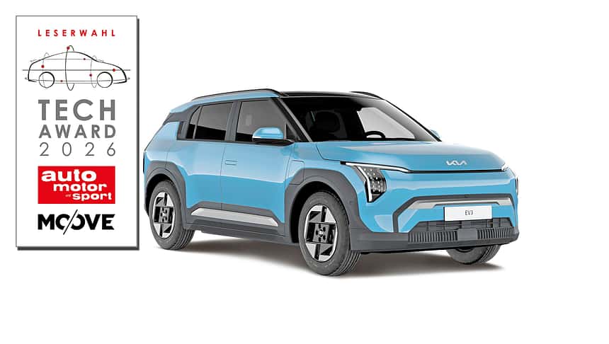 Auto Motor und Sport - Kia EV3 Air in Frostblau im Wert von 36.280 EUR.