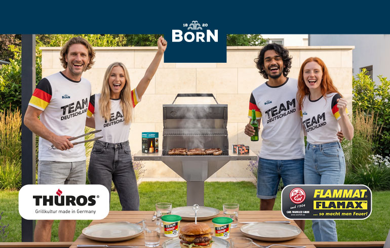 BORN  Feinkost - 1xGrillparty im Wert von ca. 3.000 EUR für 20 Personen inklusive Grillexperten und Grillzubehör, 500x1 Grillpakete mit Born-Produkten
