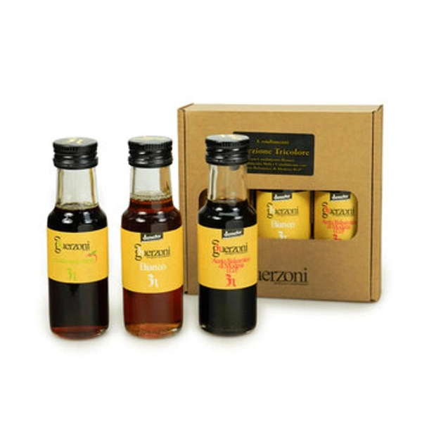 Bosshammersch Hof - 6x1 Feinschmecker Probier-Set von Guerzoni: Balsamico Rosso, Balsamico Bianco und Apfel-Balsamico in 100 ml