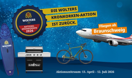 Brauhaus Wolters - Hauptgewinn: 2x1 Luxusreise zu 9 Tagen nach Kreta mit Flug ab/an Braunschweig in den Herbstferien, 5x1 Grillfürst Grill, 13x1 Bikes, SUP Bosrds, und mehr
