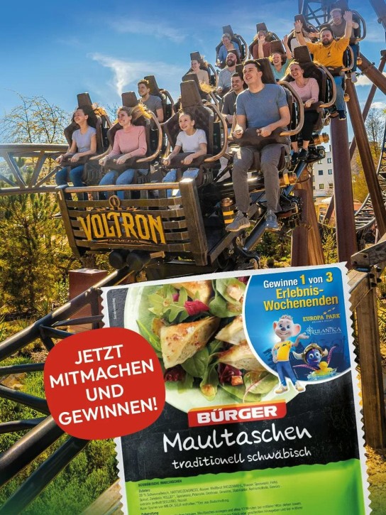 BÜRGER - 1 von 3 Kurzurlaub im Europa-Park Erlebnis-Resort Jede Erlebnisreise beinhaltet 1 Übernachtung in einem der 4-Sterne (Superior) Hotels sowie 1x Eintritt in den Europa-Park und 1x Eintritt in die Wasserwelt Rulantica für 4 Personen.