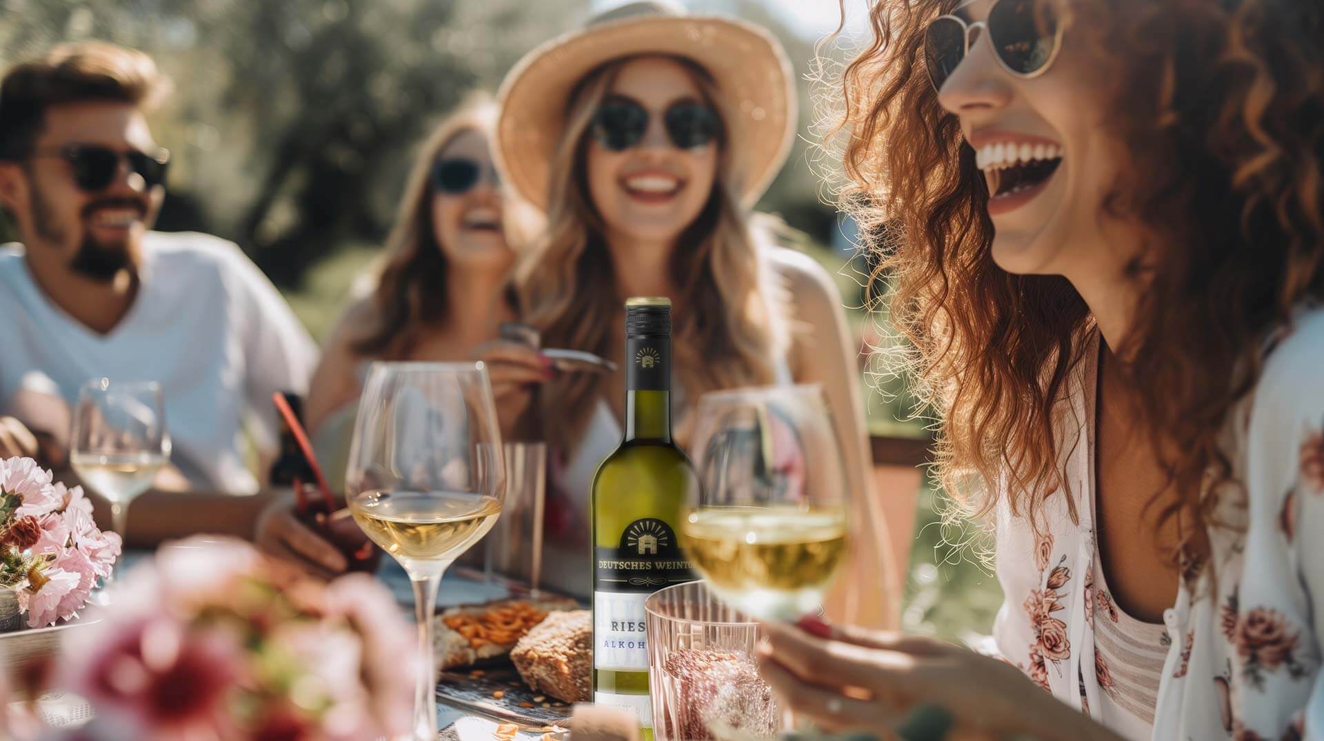 Deutsches Weintor - Picknicksets DEUTSCHES WEINTOR, inklusive Picknickdecke, einer Flasche Riesling Alkoholfrei und einer Flasche Erdbeer-Secco