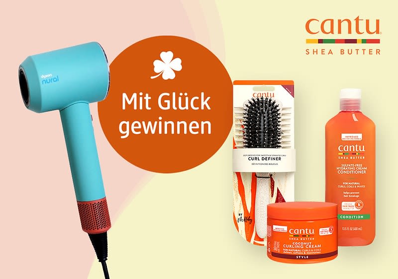 dm-drogerie markt - 1 x 1 Lockenpflege- und Styling-Set bestehend aus  1 x Dyson Supersonic HD 16 Nural Haartrockner Ceramic Patina/Topa und Pflegeprodukten, 10 x 1 Cantu Produktpaket, inklusive Styling-Bürste