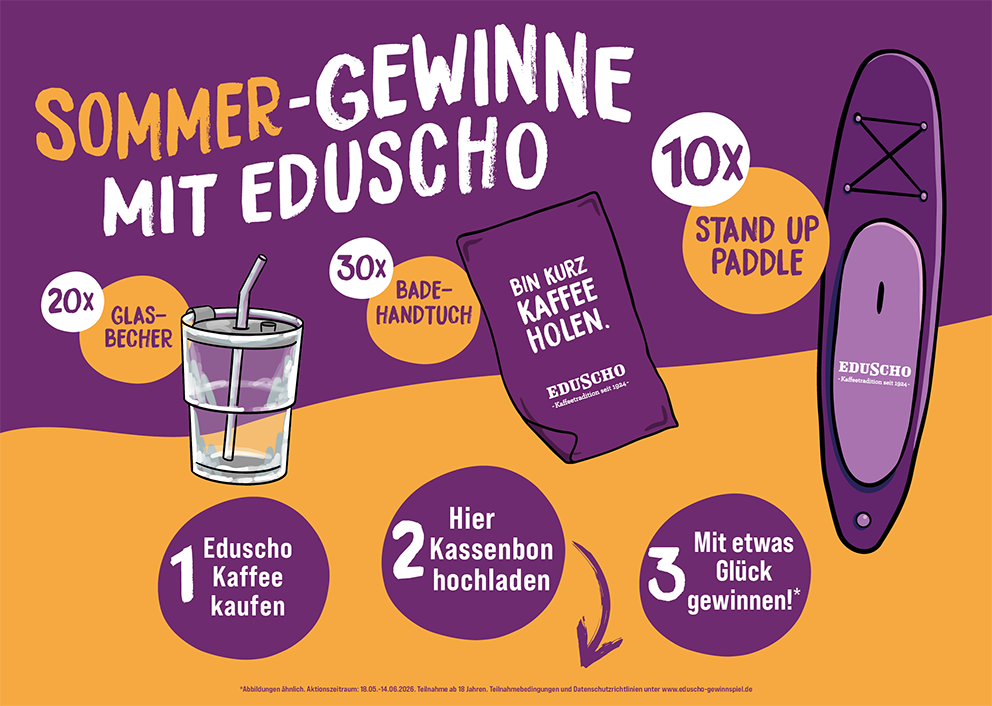 Eduscho - 30x Badetuch; 20x Trinkbecher aus Glas; 10x Stand Up Paddles Boards