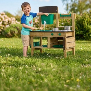 greenstories - 1 x Matsch- und Spielküche von Hape mit Wassertank, Spülbecken und viel Zubehör, Sandspielzeug und Wasserbomben