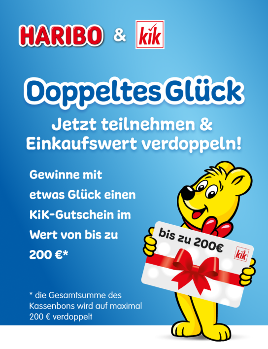 Haribo - KiK-Einkaufgutschein im doppelten Wert des Kassenbons (max. 200,00 €)