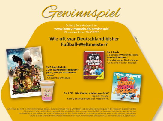 HONEY – Familienmagazin - 3 mal ein Buch Guinness der Rekorde, 3 mal CD Kinder spielen verrückt,