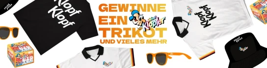 Kleiner Klopfer - 100x exklusives Kleiner Klopfer Deutschland-Trikot, 50x Kleiner Klopfer T-Shirt, 50x Kleiner Klopfer Sonnenhut, 50x Kleiner Klopfer Eistee Peach 9er-Pack + Sonnenbrille
