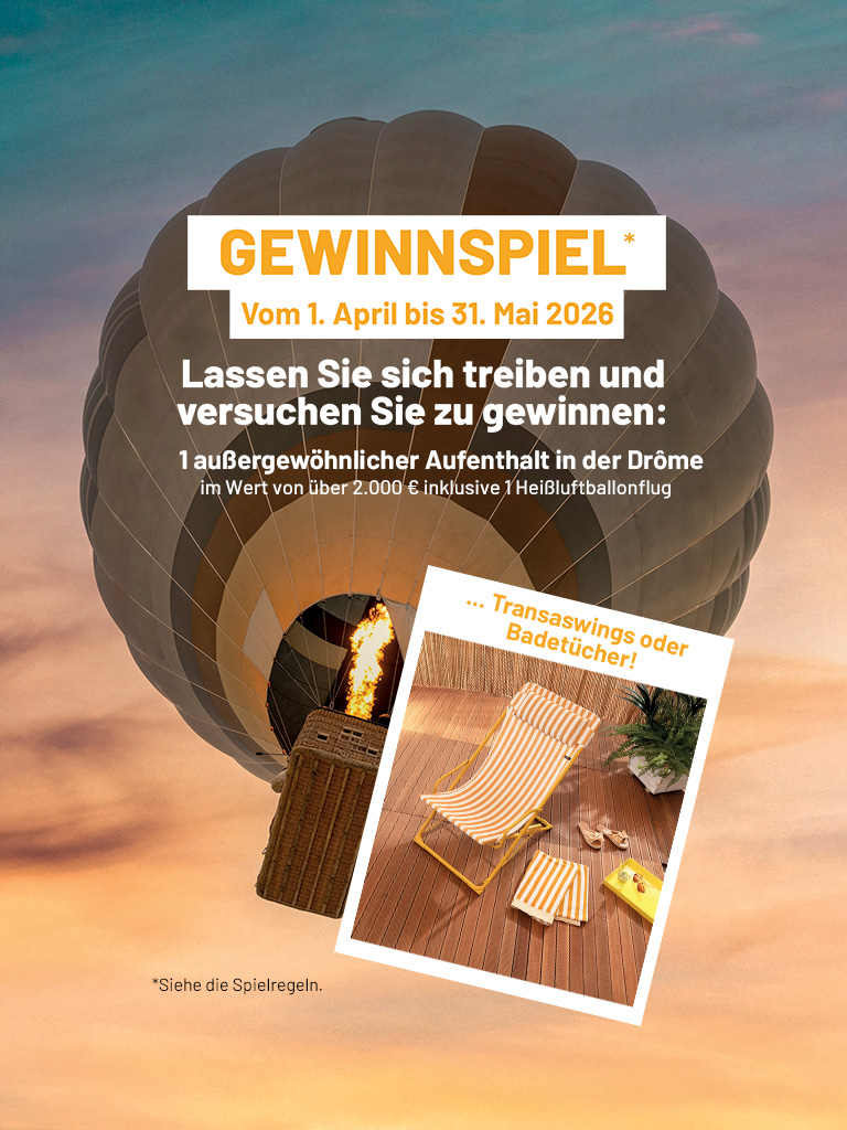 Lafuma - 1x Aufenthalt für 2 Erwachsene (4 Tage/3 Nächte) im französischen Département Drôme, 18x Lafuma Mobilier Transaswing Liegestühle - 61x gestreifte Lafuma Mobilier Badetücher