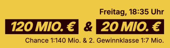 Lotto24: 120 Mio. € im Jackpot - 2 Felder für 0,20 € statt 5,20 €