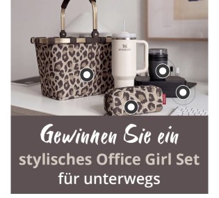 Möbel Höffner - Ein Office Girl Set bestehend aus • Reisenthel Einkaufskorb • Reisenthel Kosmetiktasche • Stanley Cub in Beige • Mepal Lunchbox • Mepal Lunchpot