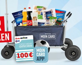Moin Card - 1 x Strandbollerwagen gefüllt mit Eigenmarken im Gesamtwert von ca. 500 € | 10 x 1 Einkaufsgutschein für Combi oder Famila im Wert von 100 € (Moin Card + App nötig)