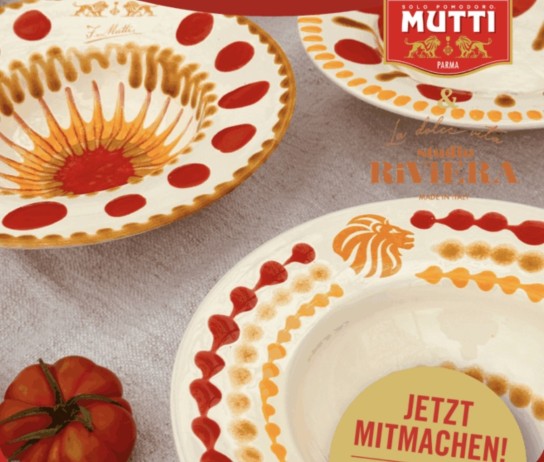 mutti-parma - 111 Tellersets des Herstellers Studio Riviera jeweils bestehend aus vier handgefertigten Tellern (Wert eines Tellersets 312,00 EUR)