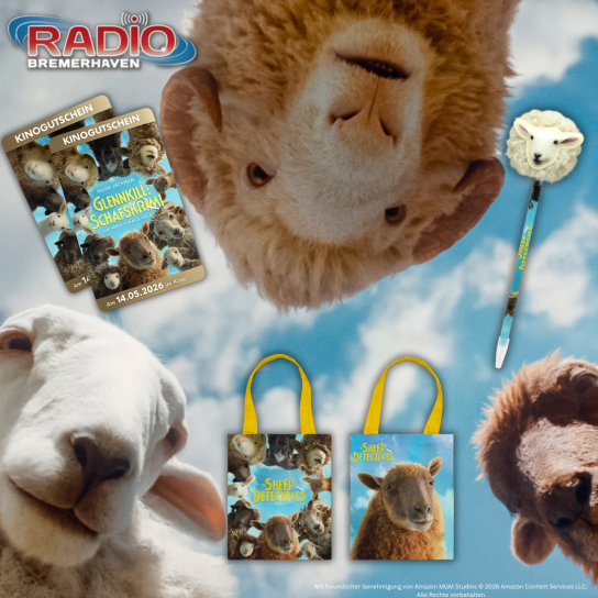 Radio Bremerhaven - 3 tolle Fan-Pakete zum Kinostart von GLENNKILL: EIN SCHAFSKRIMI, bestehend aus je: 2 Kinokarten, 1 Tote Bag und 1 Fluffy Pen