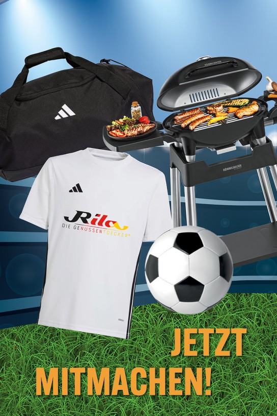 Rila. Der Genussentdecker - 1x Premium-BBQ-Grill von Rommelsbacher, Trainings-Fußbälle Gr.5, adidas Fußball-Trikots Gr.L