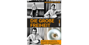 Rosenheimer Schaufenster - Ein Exemplar des Buches „Die große Freiheit-Simple Gerichte, geiler Geschmack“ von Maurizio Oster