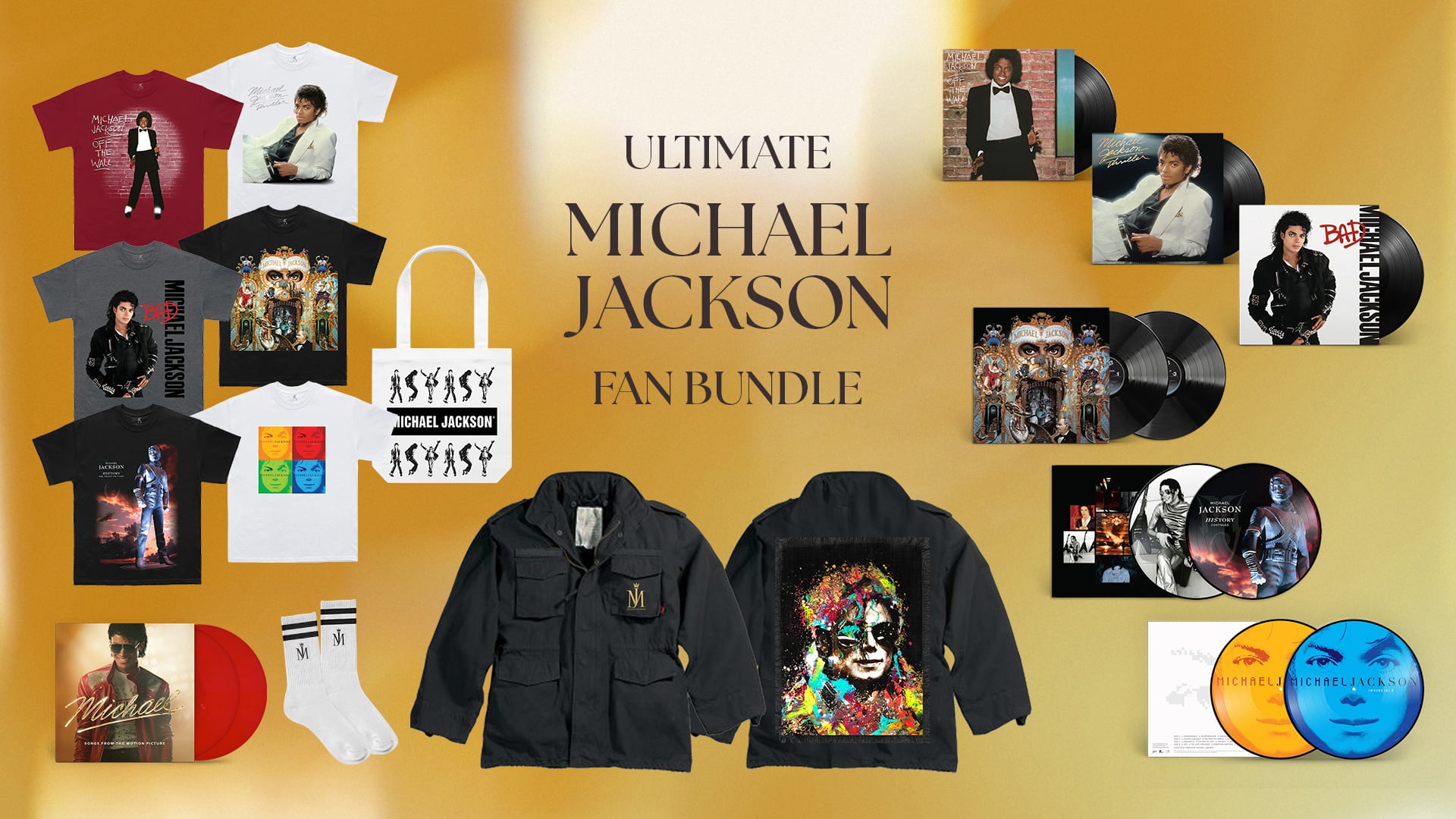 Sony Music - Michael-Jackson-Fanbundle bestehenden aus Jacke, diversen Vinyls und mehr