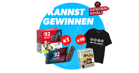 toggo - 1x Hauptpreis Nintendo Switch 2 + Pokémon-Legenden: Z-A Switch 2 Edition -Set, 10x Nebenpreis bestehend aus Funko Pop Naruto Shippuden & Beyblade X T-Shirt