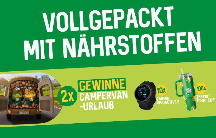 Zespri - 2x Gutschein für einen Camperurlaub im Wert von je 5.000€. 10x Garmin Vivoactive 6 100x Zespri™ To Go Cup