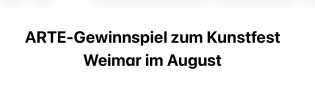 arte.tv - 2 Tickets für das Eröffnungswochenende des Kunstfest Weimar 2026 ( vom 21.- 23. 8.) inkl. 2 Ü/F im 4-Sterne-Superior-Hotel Russischer Hof