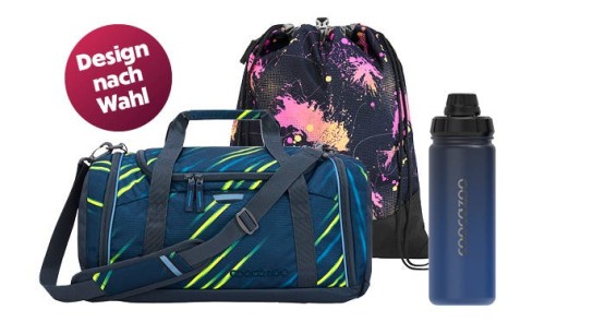 coocazoo - 1x coocazoo Sport-Set bestehend aus Sporttasche, Turnbeutel und Trinkflasche im Design nach Wahl im Wert von ca. 84,97 €