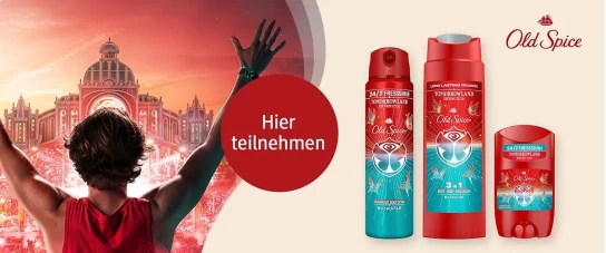 dm-drogerie markt - 1 x 2 Camp2Camp Tickets für Tomorrowland Weekend 2 (23. – 26.07.2026) und ein Old Spice Produktpaket, 5 x 1 Old Spice Deostick, Deospray und Duschgel im Rockstar Duft und eine Tomorrowland Kappe