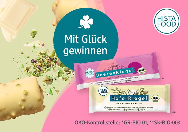 dm-drogerie markt - 20 x 1 HistaFood Produktpaket (12 x HistaFood Bio HaferRiegel Weiße Creme & Pistazie +12 x HistaFood Bio BeerenRiegel Kokos & Cranberries)