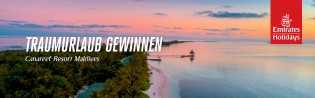 Emirates Holidays - 7 Nächte im Canareef Resort Maldives für 2 Personen mit All Inclusive sowie Inlandsflug & Schnellboot Transfer und Emirates Economy Class Hin- und Rückflug ab Deutschland oder Wien