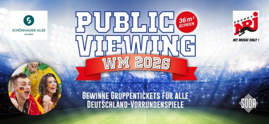 Energy NRJ - Gruppen-Tickets für 4 Personen zu jedem Vorrundenspiel der deutschen Elf für das Public Viewing in der Kulturbrauerei Berlin + Verzehrgutscheine