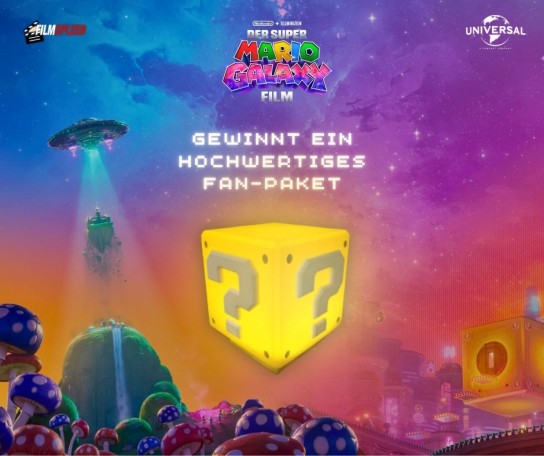 filmspleen - Ein hochwertiges Fan-Paket bestehend aus einem Digital Code für „Der Super Mario Galaxy Film“ und einem Überraschungspaket mit über 10 verschiedenen Items (u.a. Wasserflasche, Bomber Jacke und Tasse)