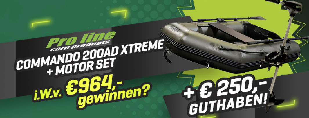 fischdeal.de - Schlauchboot Pro Line Commando 200AD Xtreme + Motor Set i.W.v. €964,- + €250,- Fischdeal Guthaben