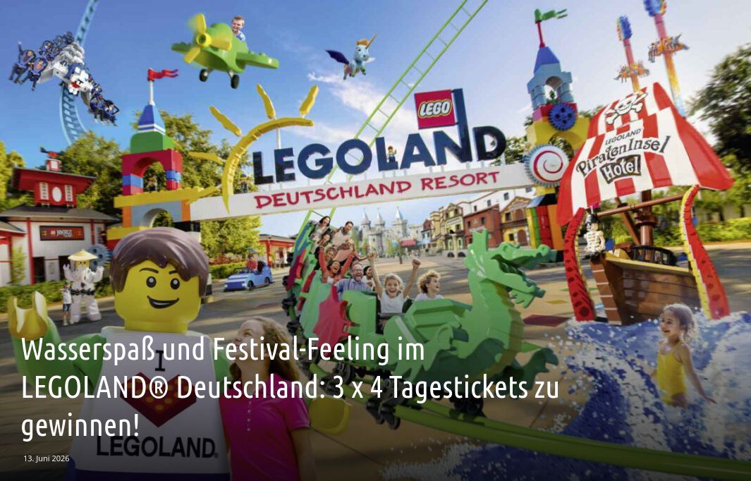 geniessen-reisen.de - 3 x 4 Tageskarten für das LEGOLAND® Deutschland Resort inklusive PKW-Parkplatzticket