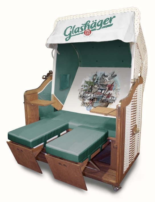 Glashäger Brunnen - exklusiven Strandkorb mit Usedom-Motiv im Kadur Design von Korbwerk (Produktkauf)