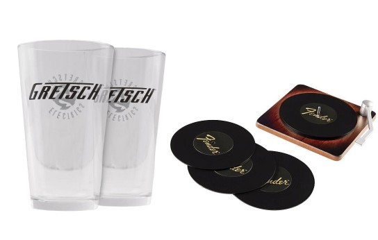 Glücksstern PR - 3x je 2 Gretsch-Pint-Gläser & ein Fender-Bierdeckel-Set