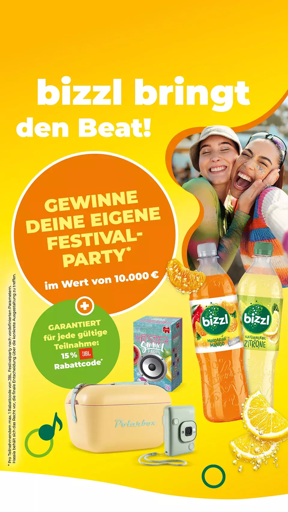 Hassia Mineralquellen - 1x Deine eigene Festivalparty im Wert von 10.000 €, 80x Kühlbox der Marke Polarbox, 60x INSTAX mini LiPlay 2-in-1 Hybrid-Sofortbildkamera, 100x Gesellschaftsspiel „Hitster Summer Party“