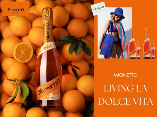 Jolie - Eines von 3 Sets mit je 6 Flaschen Mionetto Orange Spritz Aperitivo Ready-to-Serve sowie einem CODELLO Gutschein im Wert von 50 €