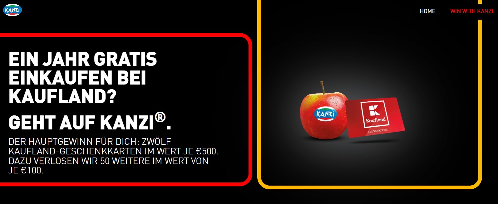 Kanzi - 12x1 Kaufland Geschenkkarten für je 500 €, 50x1 Geschenkkarte für je 100 € (Produktkauf)