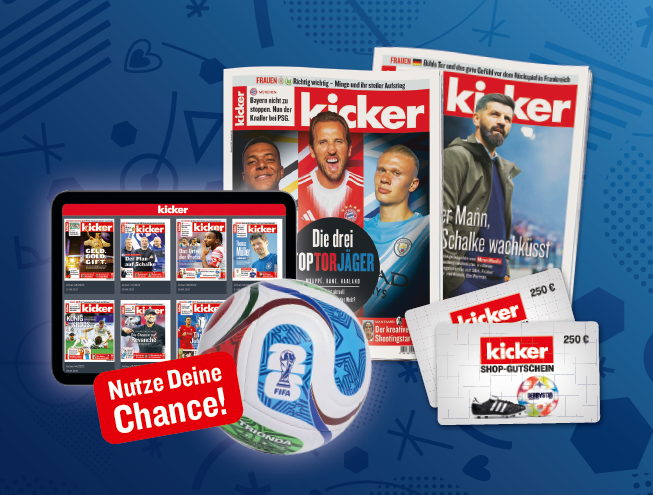 kicker - 3x iPad Mini + 1 Jahr Kicker eMagazine 6x 250€ Kicker Shop Gutschein 40x offizieller Bundesliga Spielball