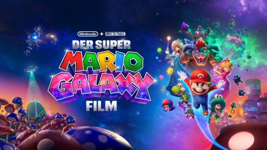 Kinder.de - 2 galaktische Fanpakete DER SUPER MARIO GALAXY FILM bestehend aus T-Shirt, Sticker, Tasse, Wasserflasche, Sonnenbrille, Rucksack u.v.m. im Super Mario-Design und Digital Code