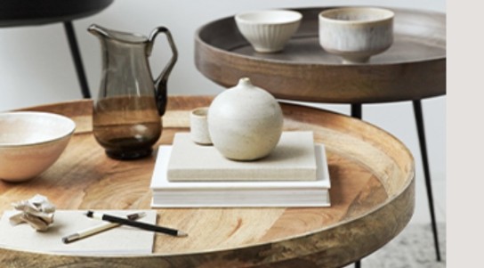 Lampenmeister - BOWL Tisch (klein, natur, Holz, Ø 40 cm) von Mater