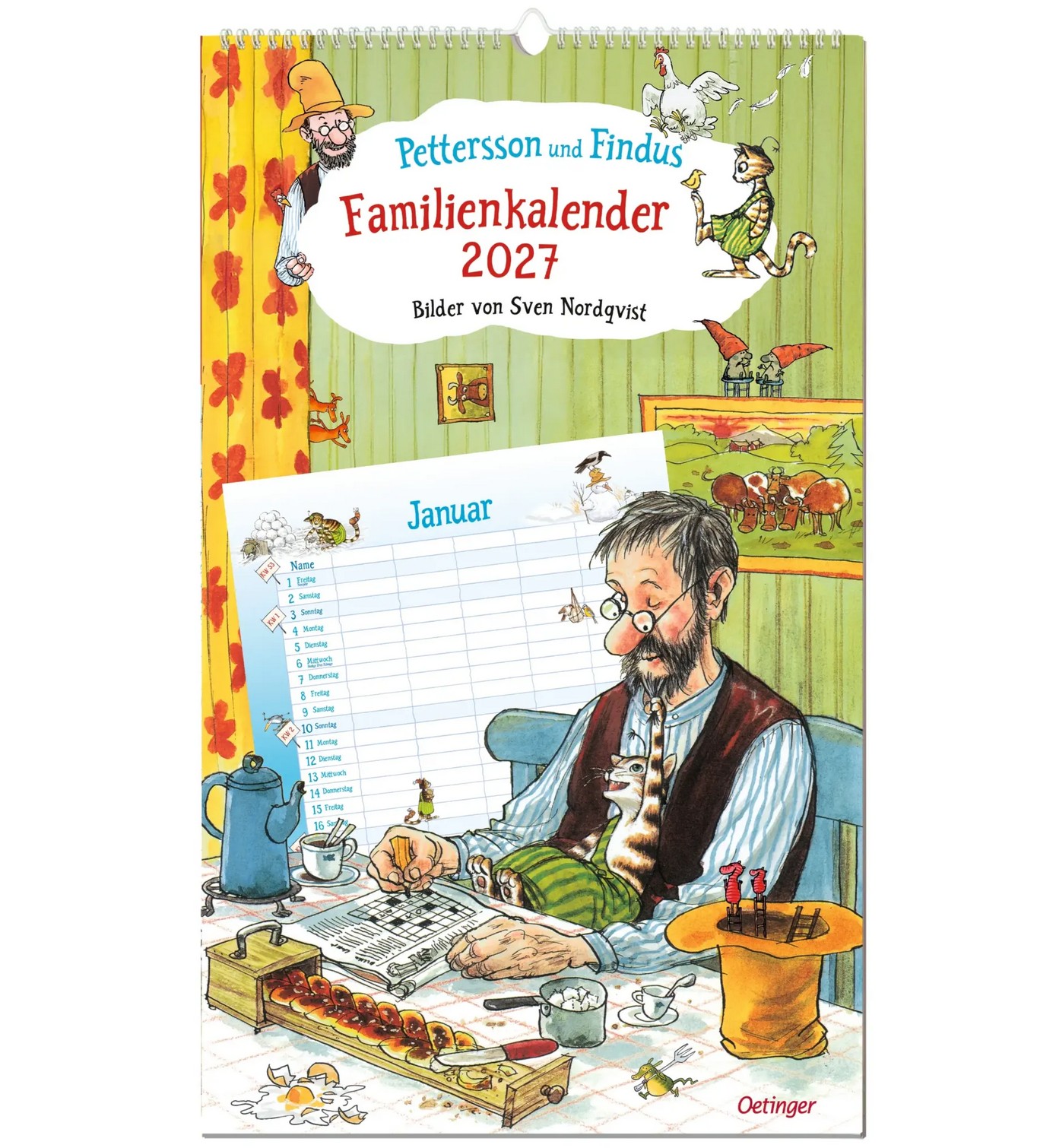 mainkind - 3 x „Pettersson und Findus. Familienkalender 2027“ von Sven Nordqvist (Verlag Oetinger)