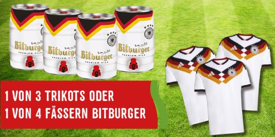 Markgrafen - 1 von 3 Original Deutschland-Trikots oder 1 von 4 Fässern Bitburger