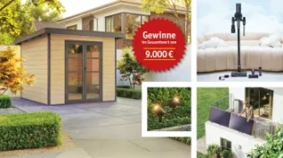 Mein Eigenheim - 1 x Robustes Gartenhaus von LIVN, 3 x Akku-Staubsauger von Hoogo, Balkonkraftwerk mit Speicher von Jackery, 6 stimmungsvolle Gartenleuchten