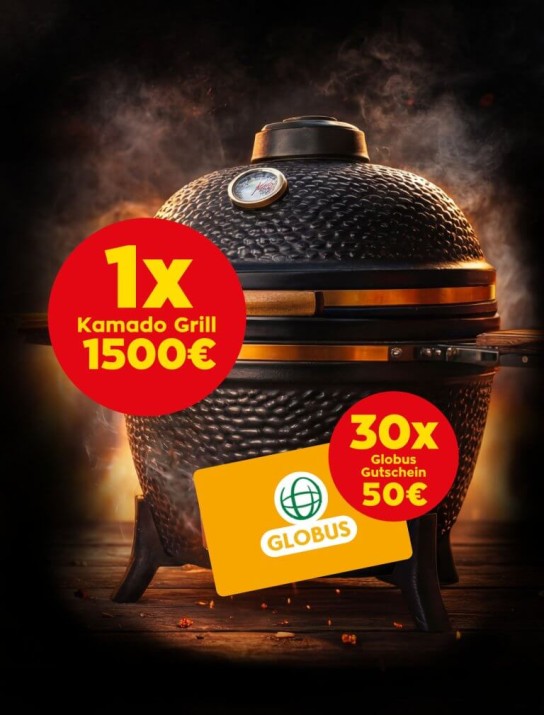 Mitsuba - 1x Kamado BBQ; 30x 50€ Globus-Gutschein