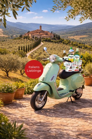 Monini - 1x Vespa Primavera 50, 5x Italienischer Kochabend und Olivenölverkostung für 2, 10x Monini-Genusspakete