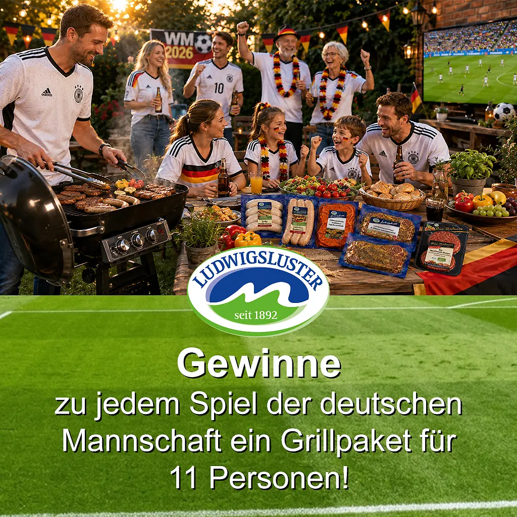 Ostseewelle - Ludwigsluster Fleischwaren Grillpaket für 11 Personen mit Steaks und Bratwürsten zur Fußball WM