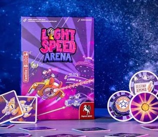 Pegasus Spiele - Newsletter Gewinnspiel: Familien-Spiel "Light Speed Arena" signiert von 2 der Designer, Leonardo Alese & Emanuele Santellani