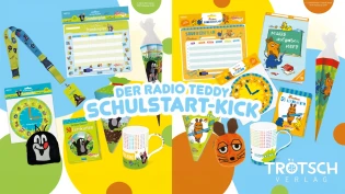 Radio Teddy - eine prall gefüllte Zuckertüte mit Lerntasse, Lernuhr, Plüsch-Geldbörse … im Design „Die Maus“ oder „Der Maulwurf“